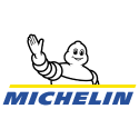 Michelin logo showcasing a white mascot of the Michelin Man.